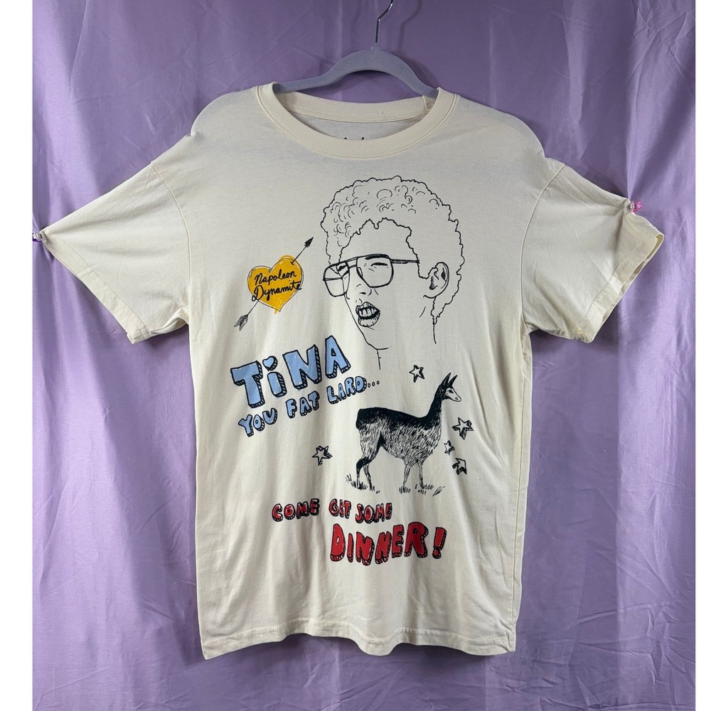 Napoleon Dynamite Tina You Fat Lard Graphic T-Shirt Cream Medium NPO003AUAFWP12